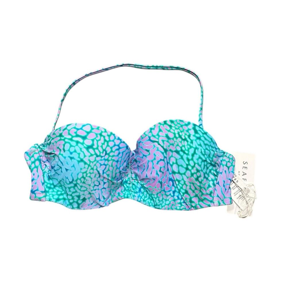 Seafolly Women’s Size US 4 UK 8 Sea Skin Bustier‎ Bandeau Bikini Top Vivid Green - Picture 4 of 9